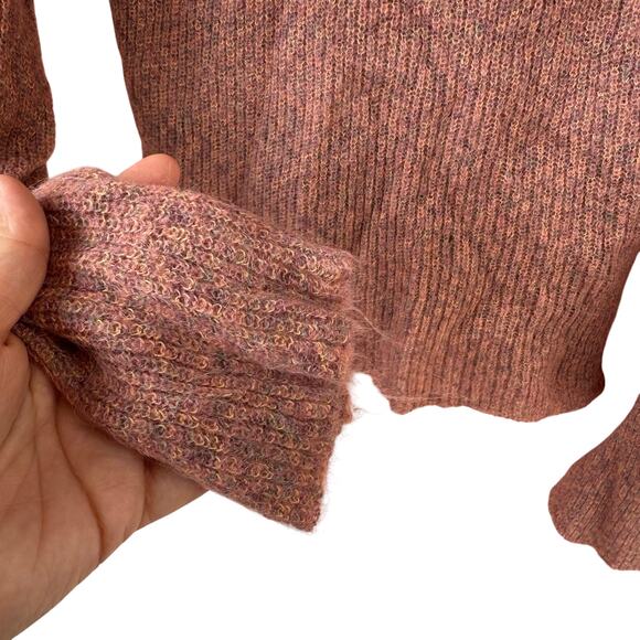 Free People Y2K Mohair Pink Turtleneck Sweater M Boho Cozy Knit Vintage - Picture 6 of 7